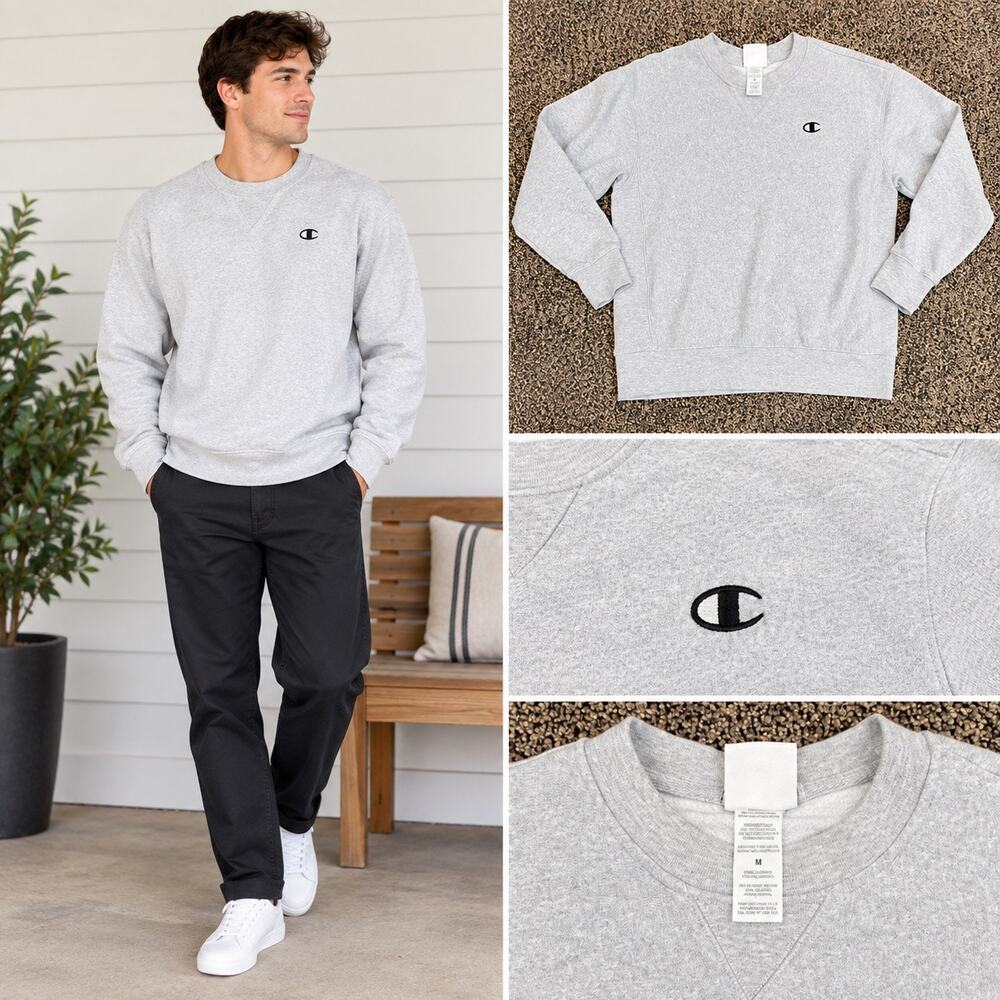 Champion Men's Reverse Weave Crewneck Sweatshirt - Heather Gray - Size Medium